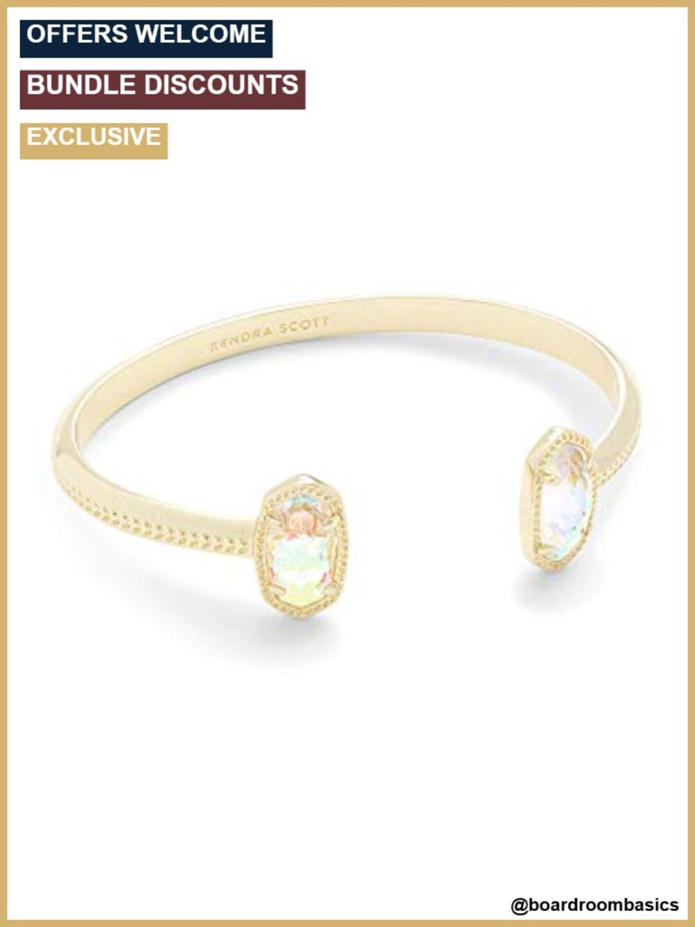 Kendra Scott Elton Cuff Bracelet Adjustable Fashion Jewelry Gift Box